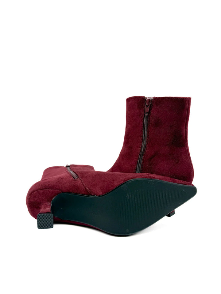 Botines de Antelina con Tacón Cónico y Punta Fina