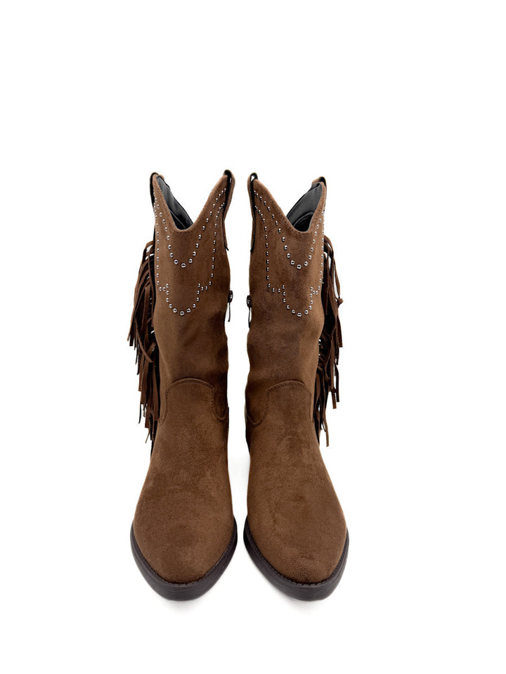 Botas Vaqueras con Flecos y Detalles de Tachuelas