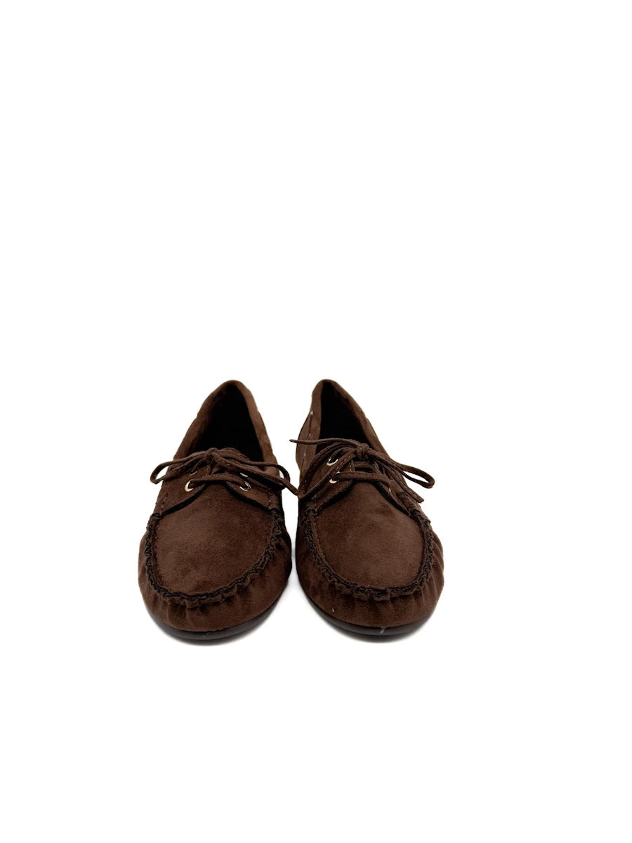 Mocasines Náuticos de Antelina para Mujer - Marrón Chocolate