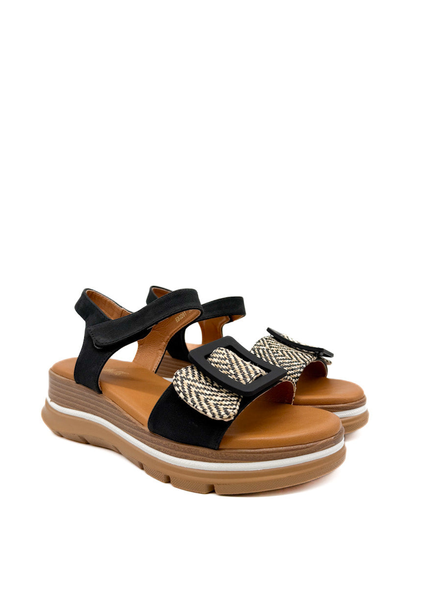 Sandalias plataforma gran hebilla cuadrada para mujer