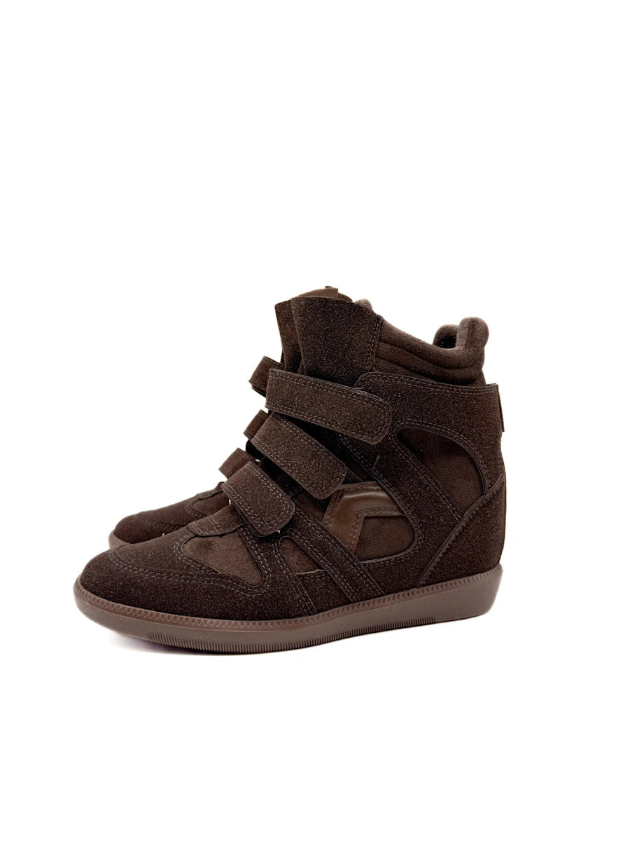 Zapatillas con Cuña Interna y Velcro en Antelina