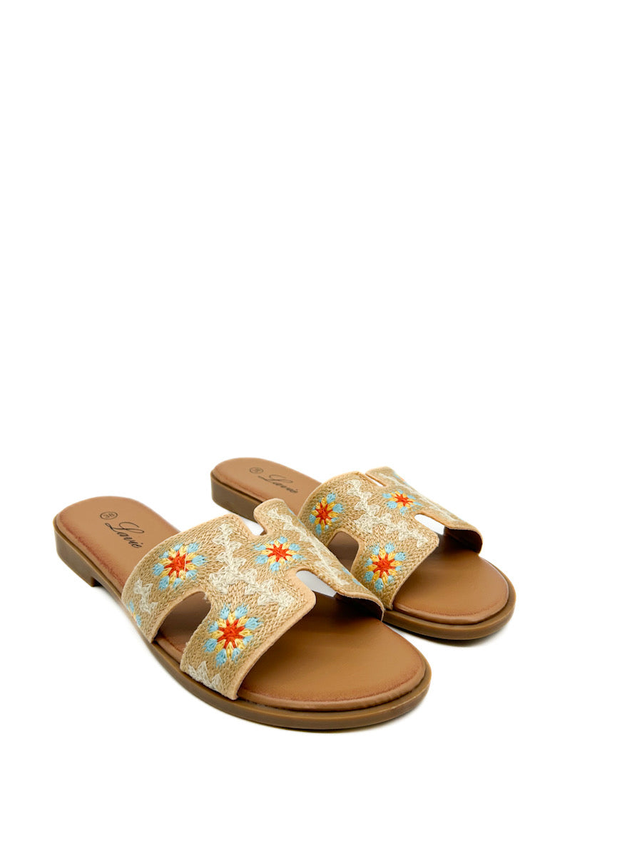 Sandalias Planas  Forrado Flores VG342