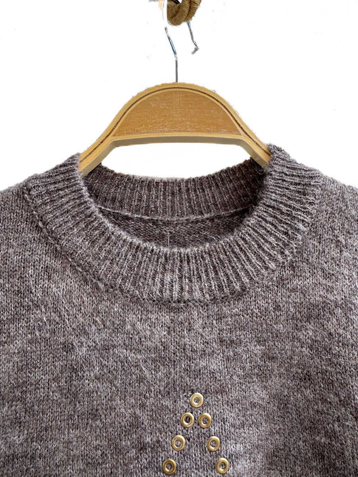 Chaleco de Punto Marrón con Estrella Dorada y Lazos