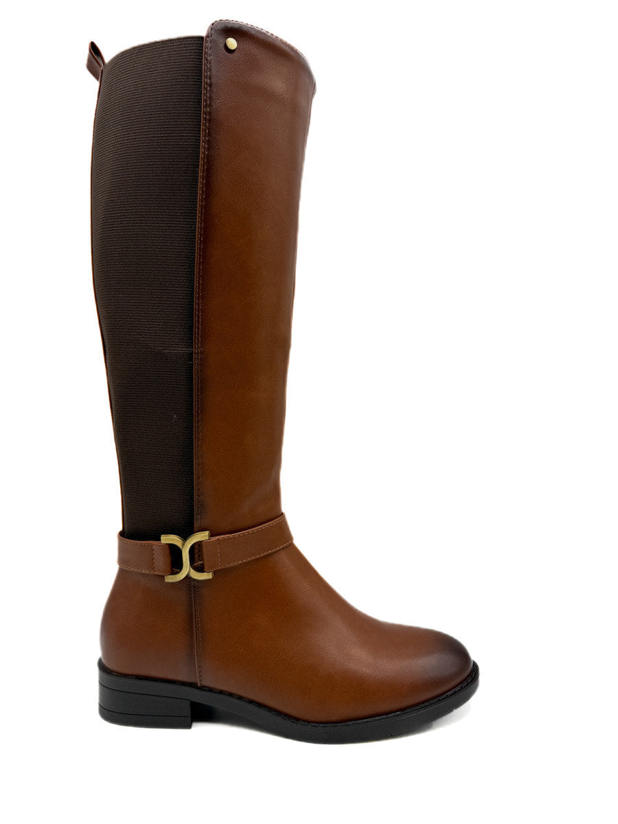 Botas Altas con Elástico Estilo Clásico Cuero