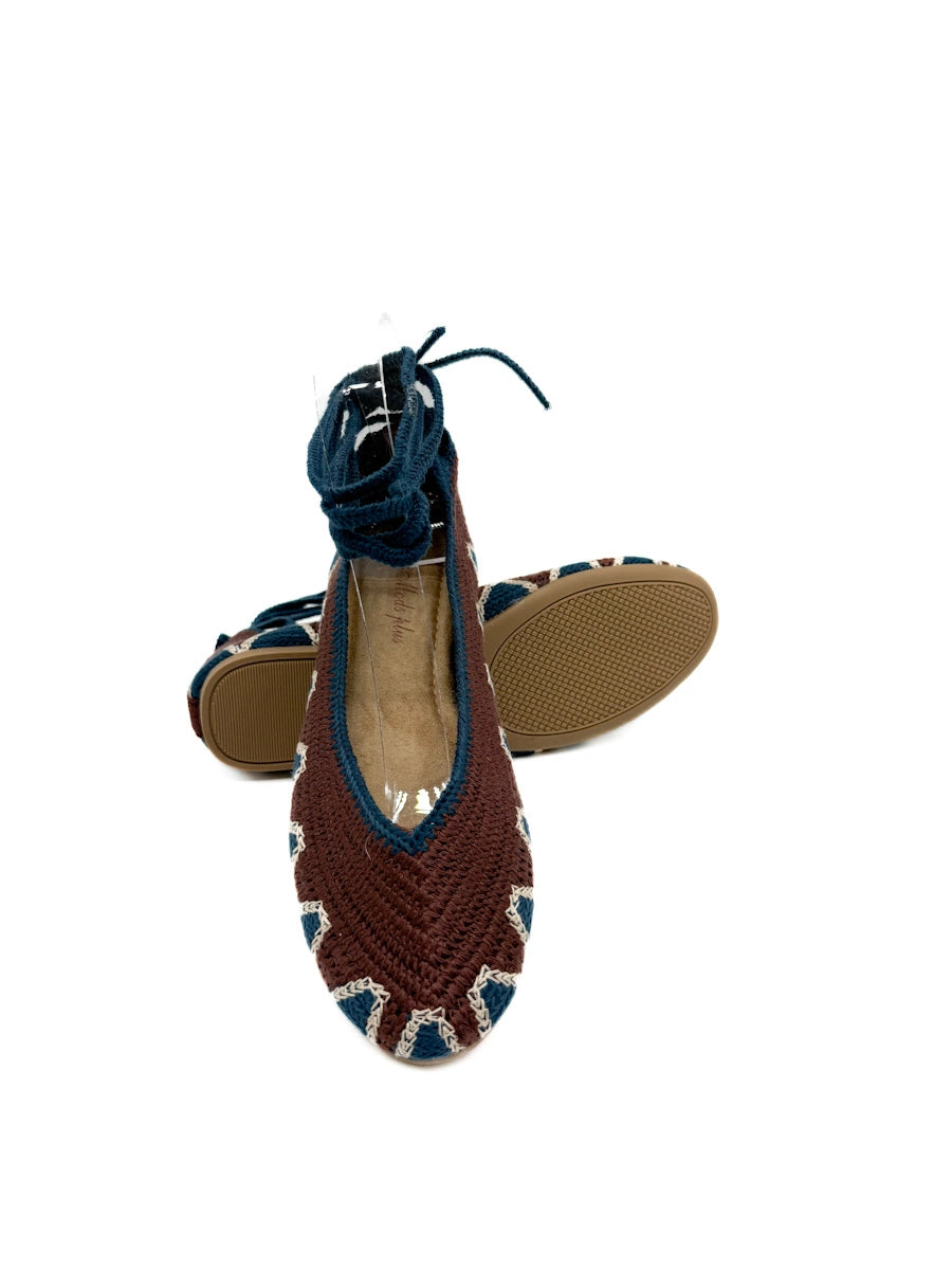 Bailarinas Artesanales de Crochet con Cintas para Tobillo y Diseño Étnico