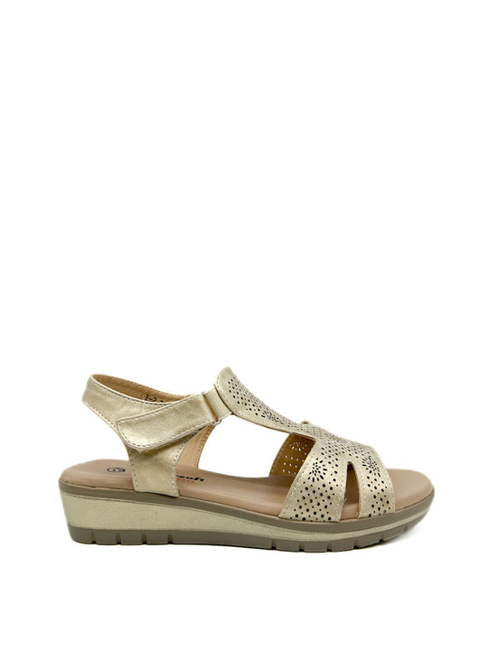 Sandalias Cuña Baja Mujer Y2 Oro