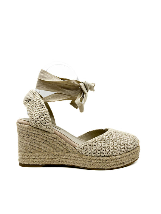 Alpargatas Cuña Crochet Corina M4303 Beige