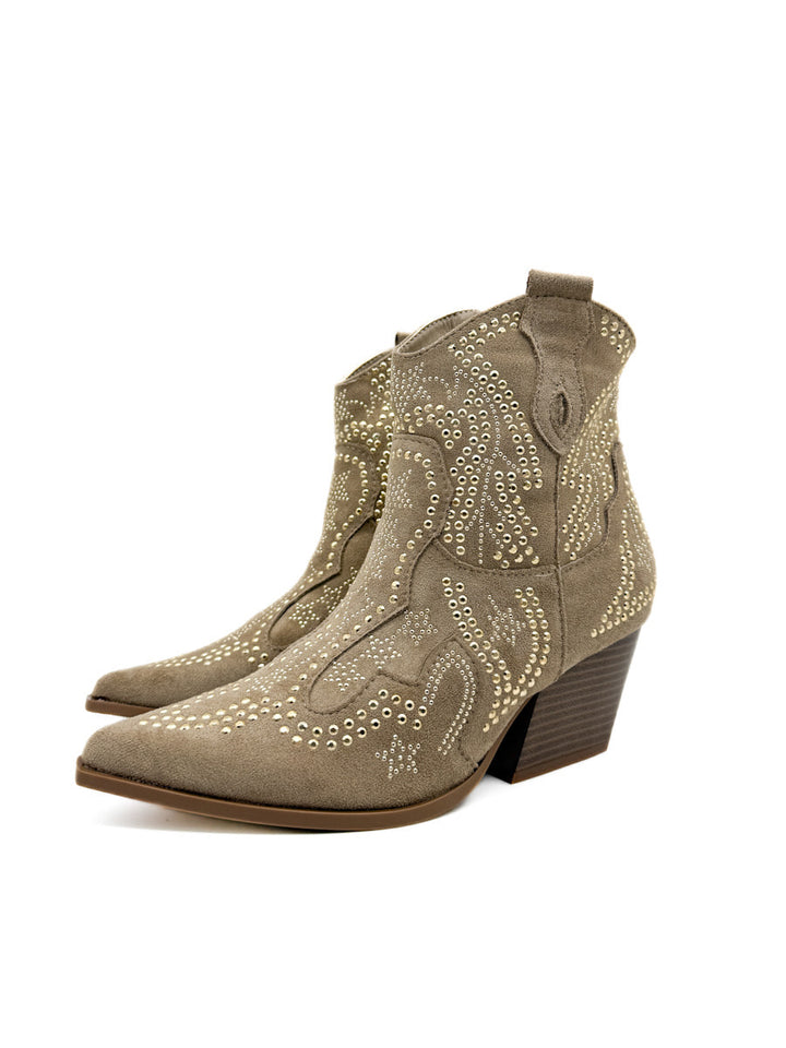 Botines Cowboy de Antelina con Tachuelas Decorativas