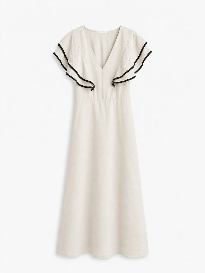 Vestido Largo  Estampado / Liso con Volantes
