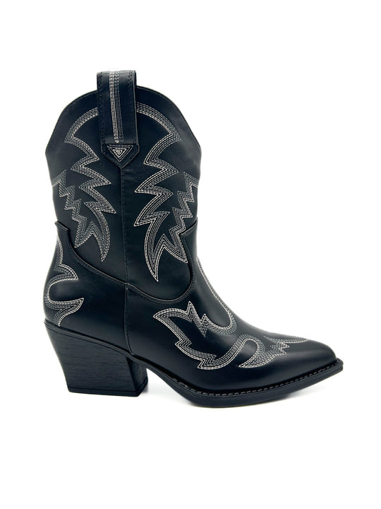Bota Cowboy Bordado Mujer YY90 Negro