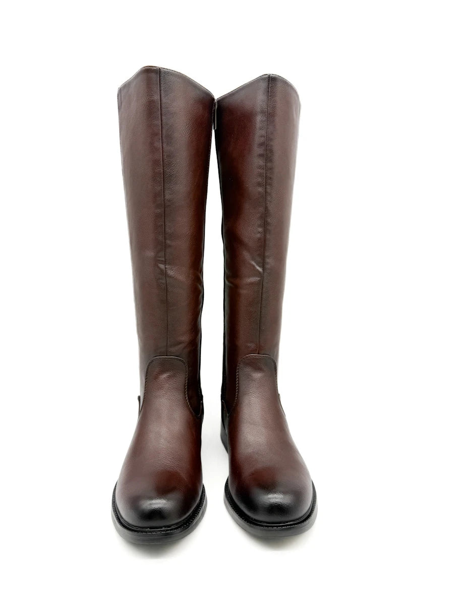 Botas Altas de Caña Elástica con Tacón Bajo y Cremallera