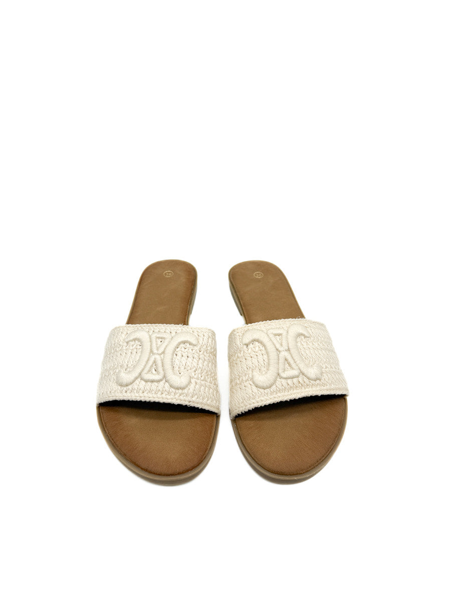 Sandalias de Pala  con Textura Trenzada Bordado