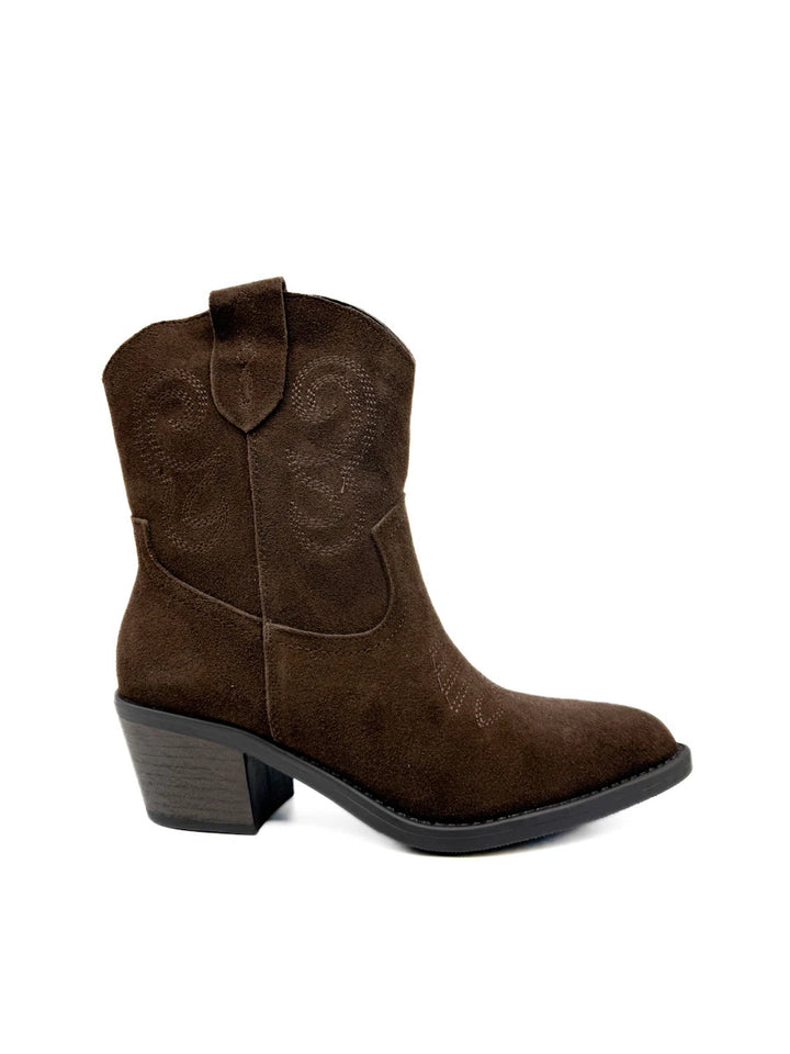 Botines Cowboy de Serraje con Bordados y Cremallera