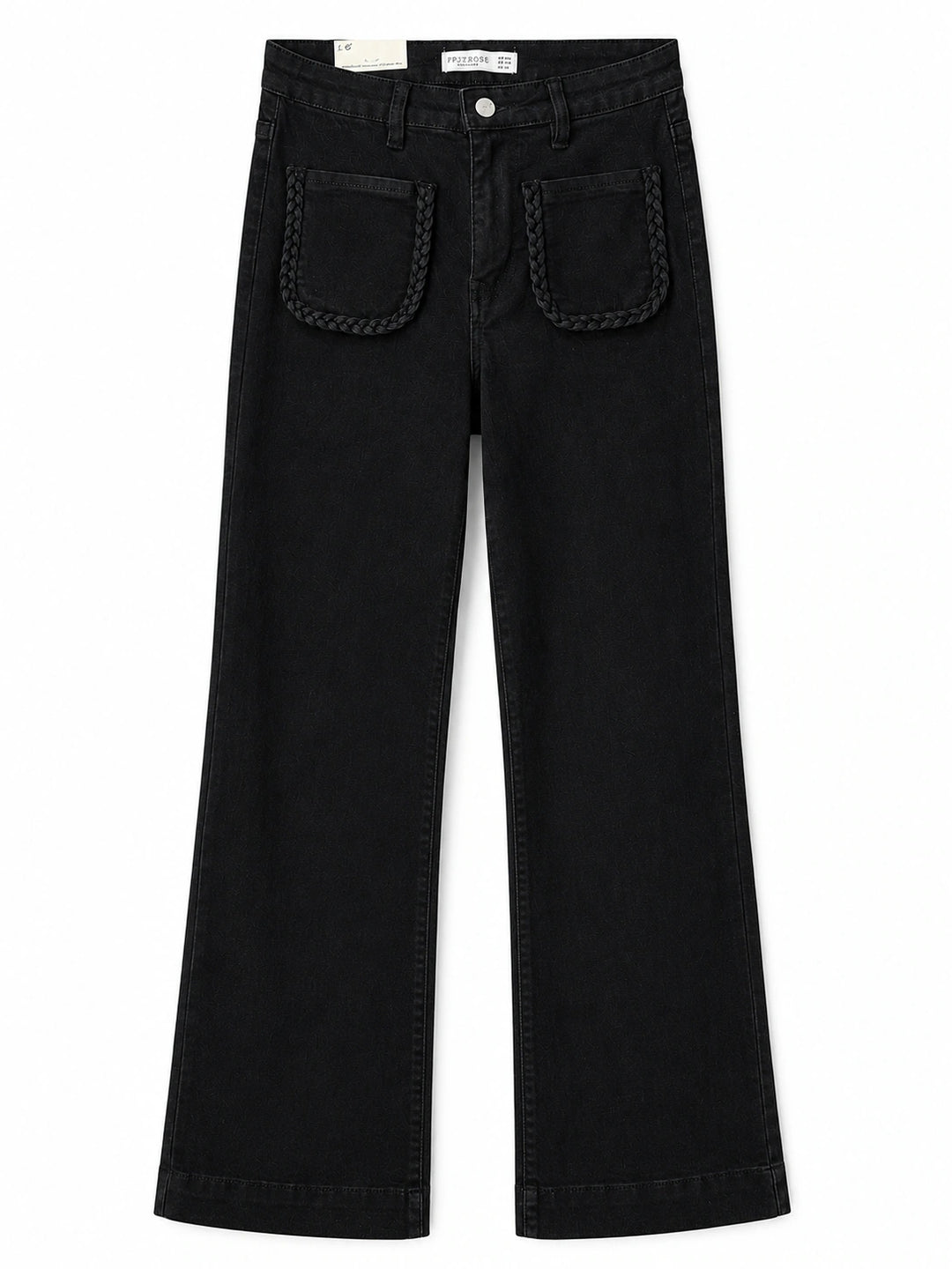 Pantalón Wide Leg con Bolsillos Trenzados