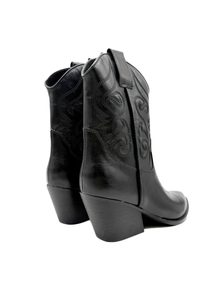 Botines Camperos Cortos Estilo Cowboy con Bordados y Cremallera Lateral