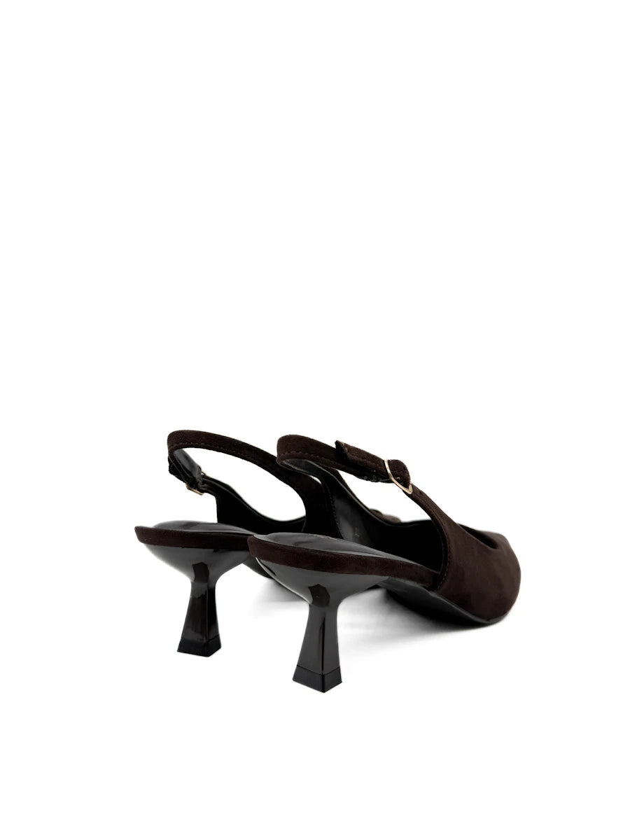 Zapatos Salón Destalonados de Antelina con Tacón Sensato y Puntera Fina