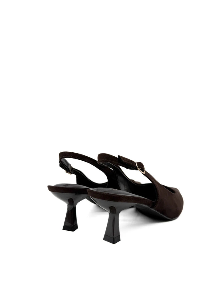 Zapatos Salón Destalonados de Antelina con Tacón Sensato y Puntera Fina