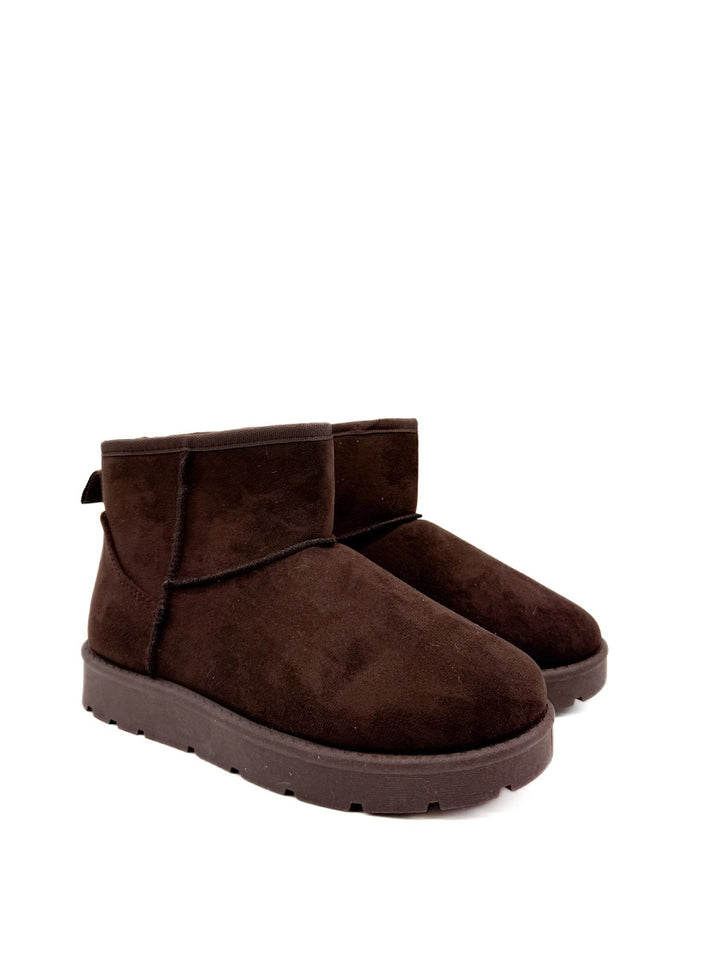 Botín de Antelina Color Marrón con Interior de Pelo