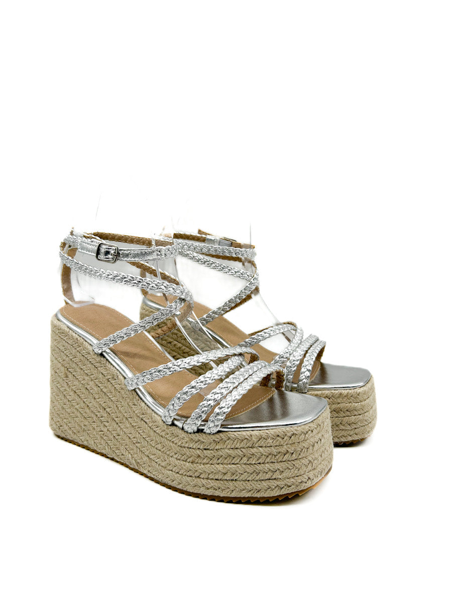 Sandalias de cuña con plataforma  tiras trenzado