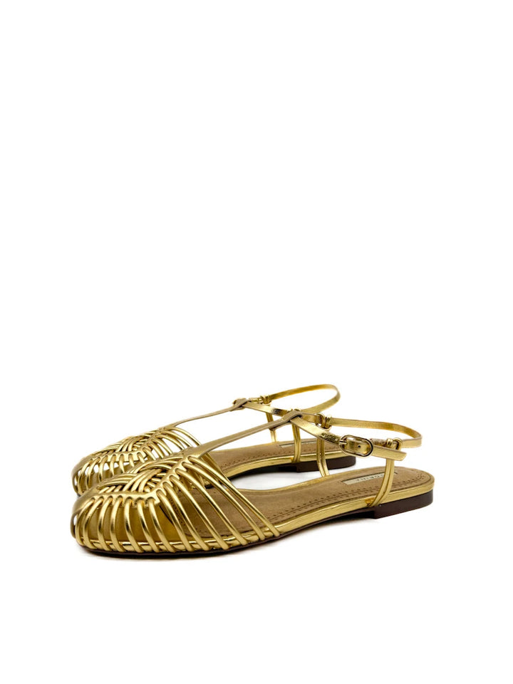 Sandalias Planas Estilo Cangrejeras Corina con Tiras Entrelazadas y Cierre de Hebilla