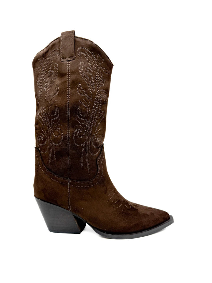 Botas cowboy de mujer con bordados y cremallera.