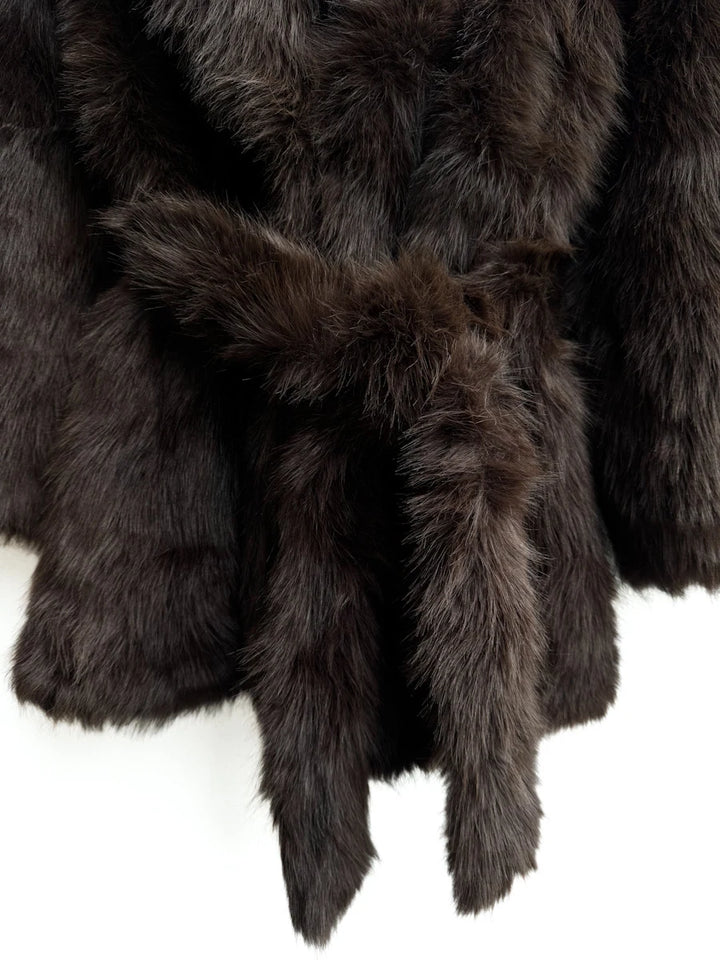 Abrigo de Pelo Sintético Suave con Cinturón Ajustable