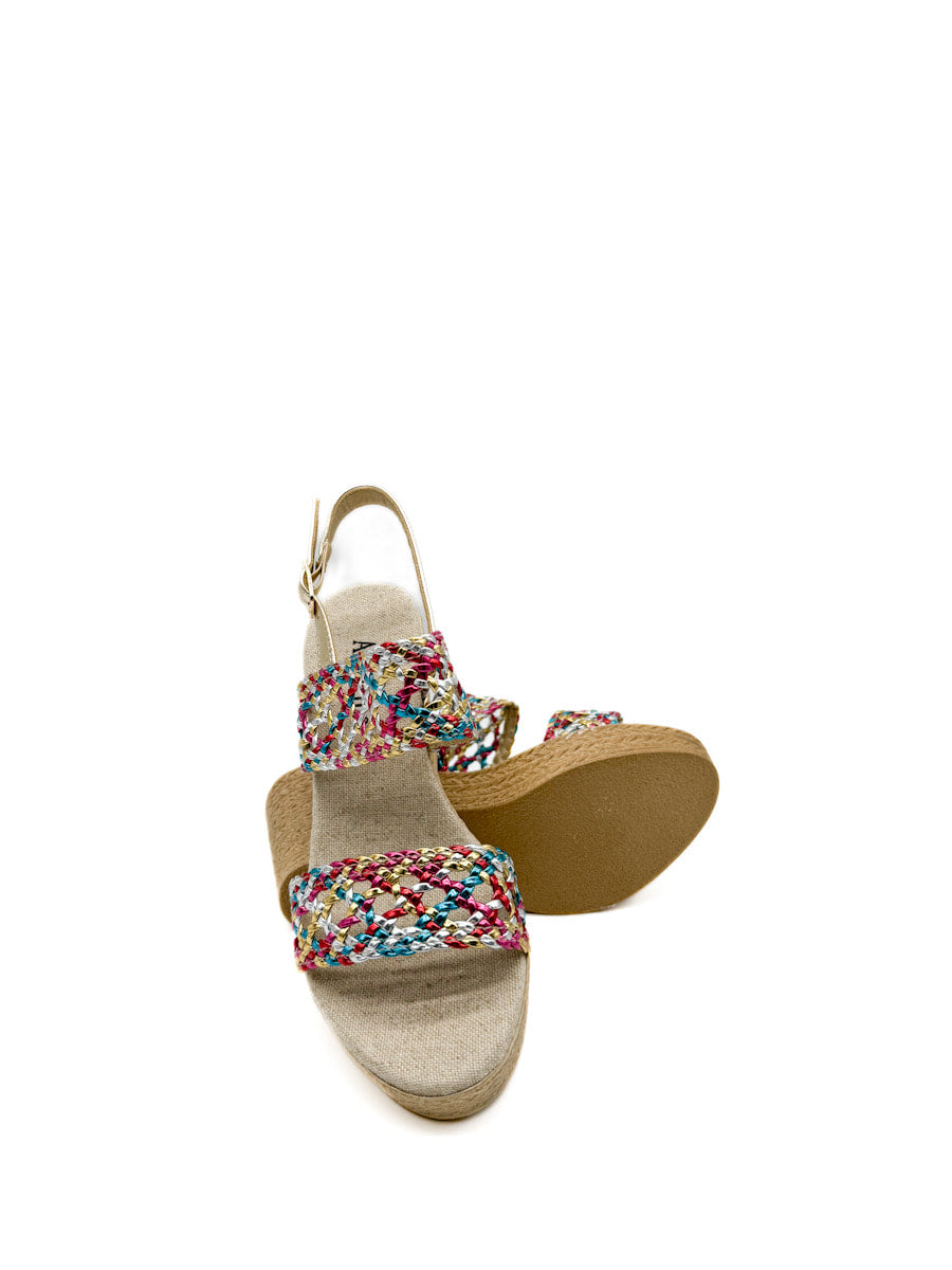 Sandalias de Tacón con Tejido Trenzado  Estilo Artesanal