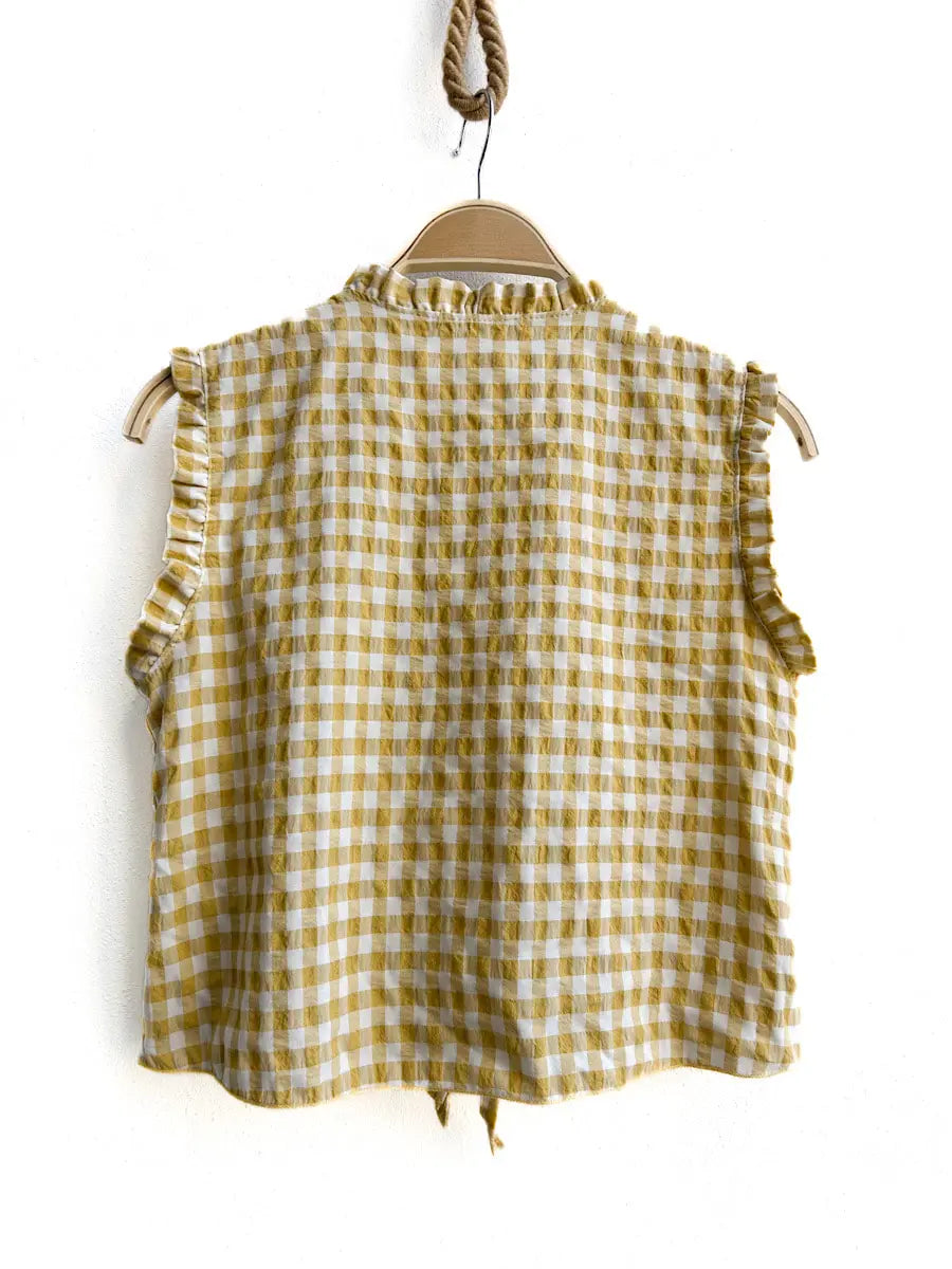 Top Fruncido de Cuadros con Lazo