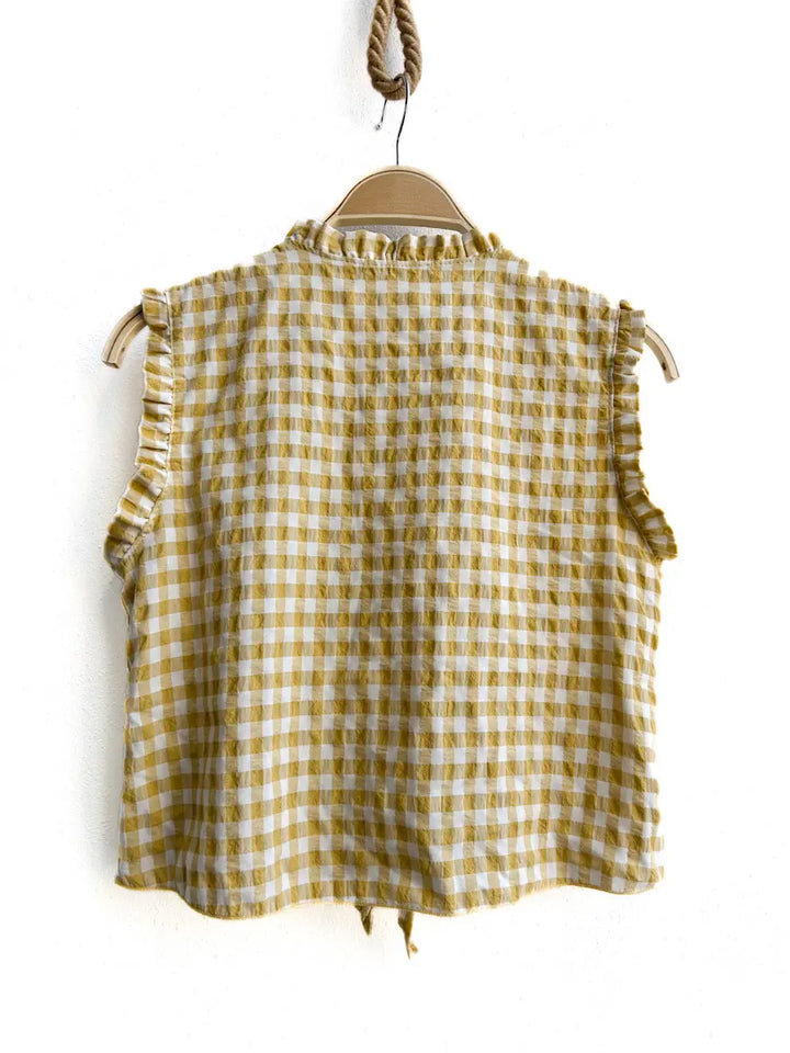 Top Fruncido de Cuadros con Lazo