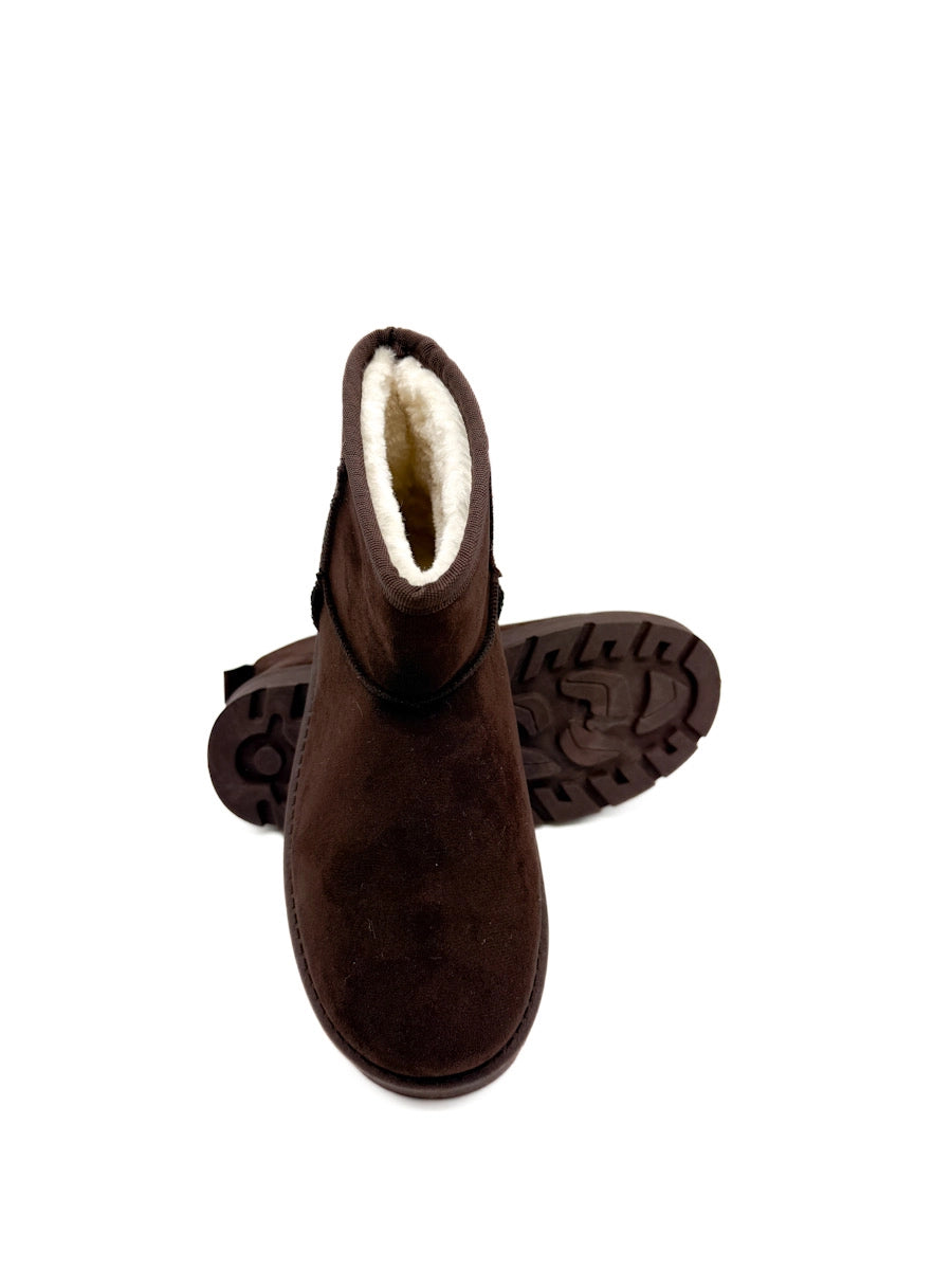 Botín de Antelina Color Marrón con Interior de Pelo