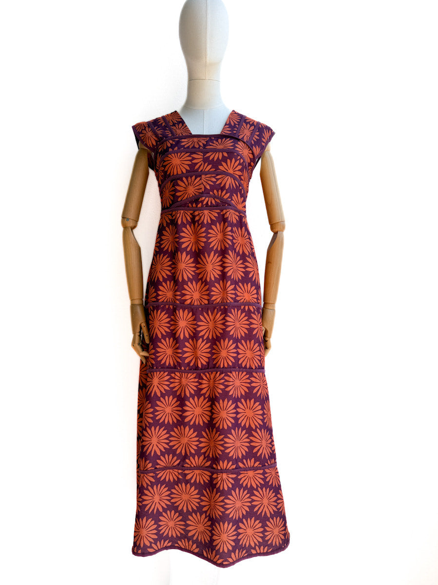 Vestido Largo de Algodón con Estampado Étnico