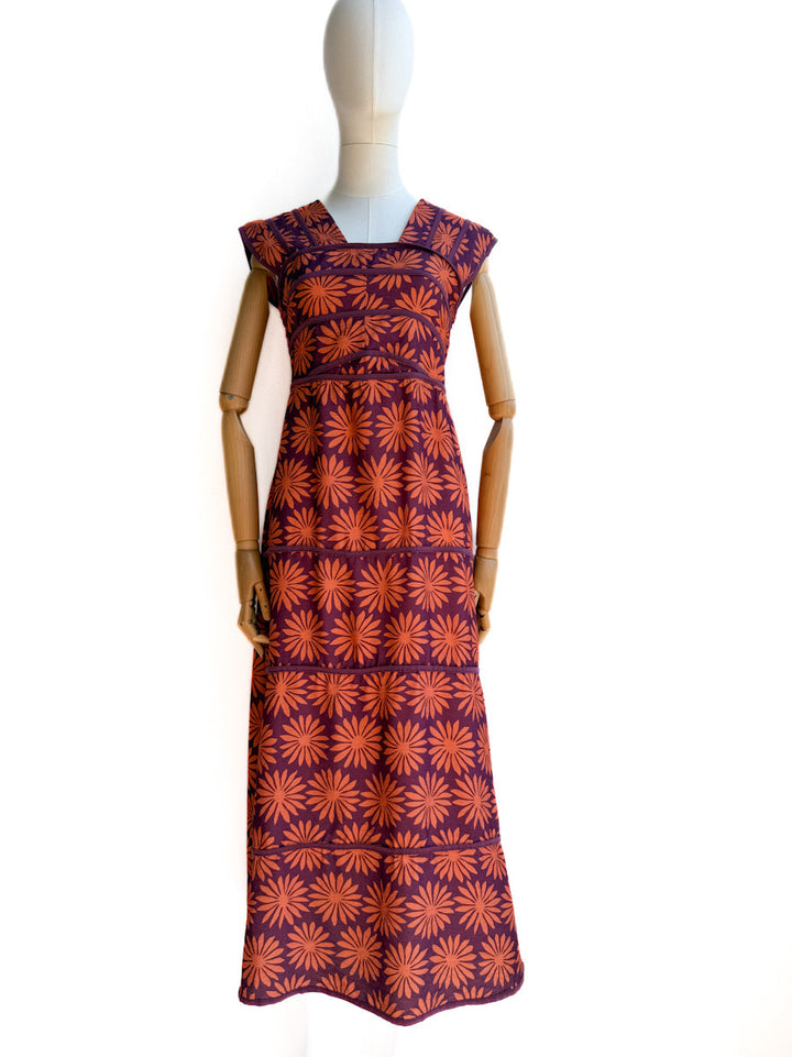 Vestido Largo de Algodón con Estampado Étnico