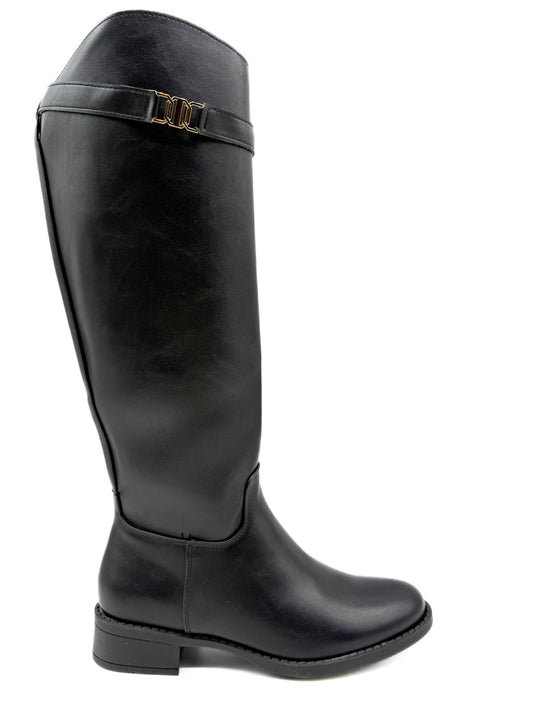 Botas de Montar Elegantes con Detalle de Tira Extraíble Negro