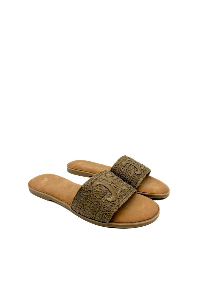 Sandalias de Pala  con Textura Trenzada Bordado