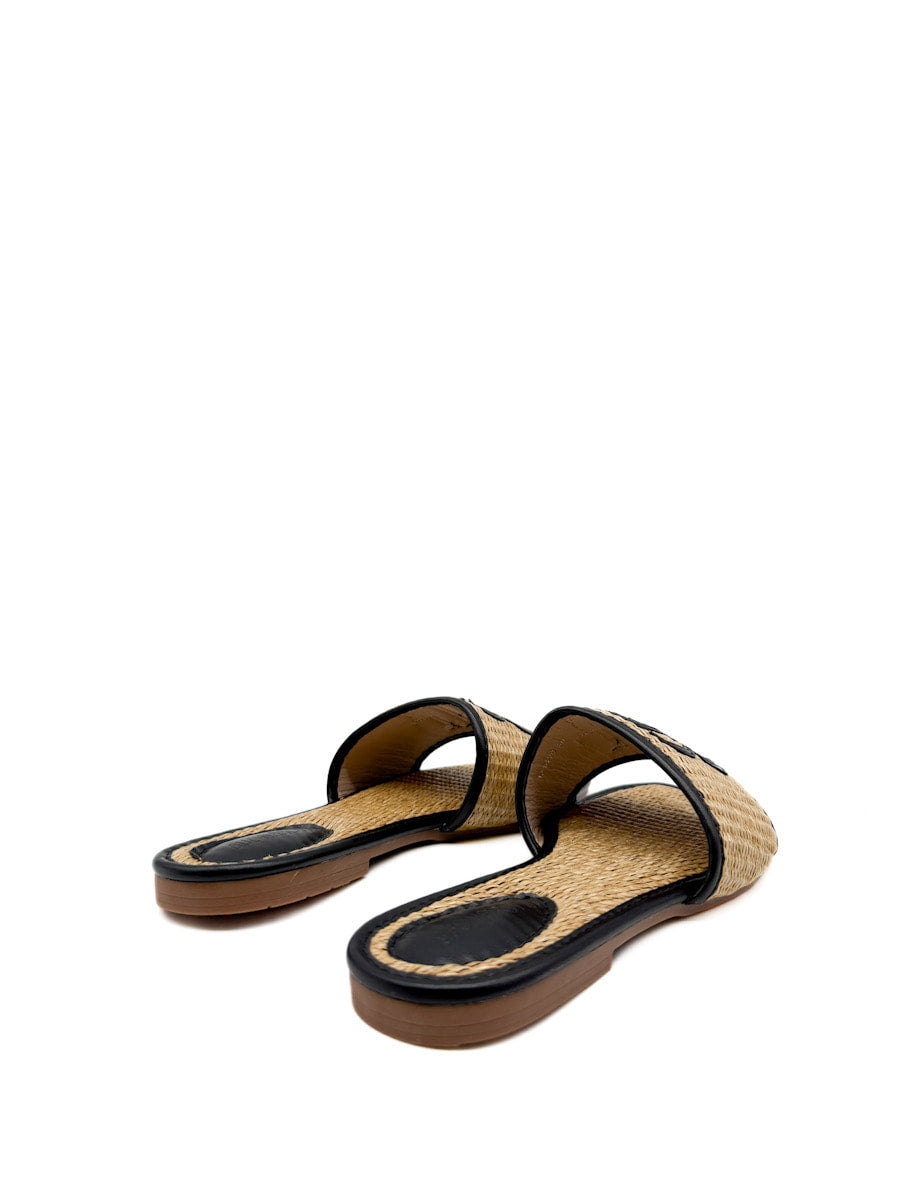 Sandalias Planas de Rafia con Monograma