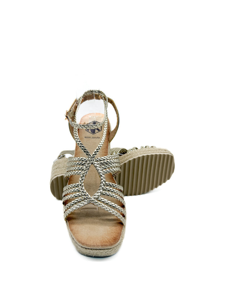 Sandalias de Cuña con Tiras Trenzadas y Plataforma de Yute