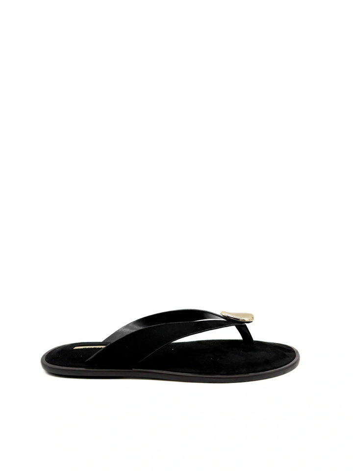 Sandalias de Dedo Corina con Adorno Metálico Dorado