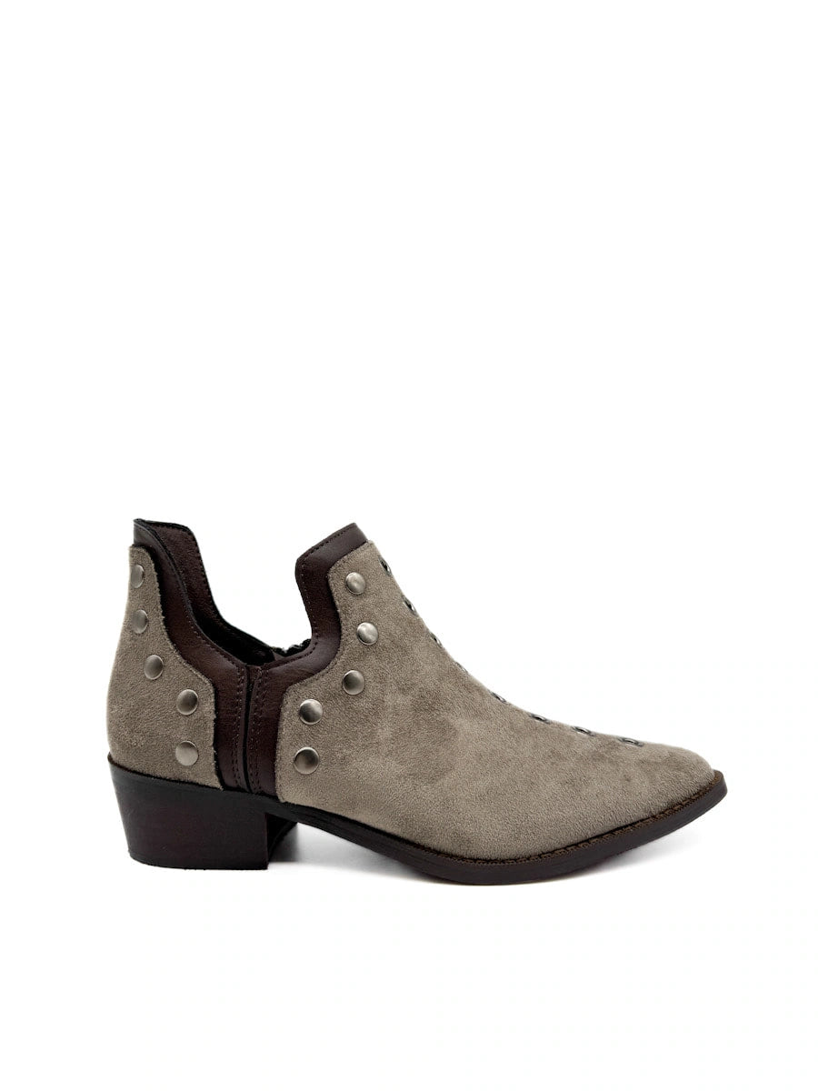 Botines cowboy con tachuelas y cremallera lateral