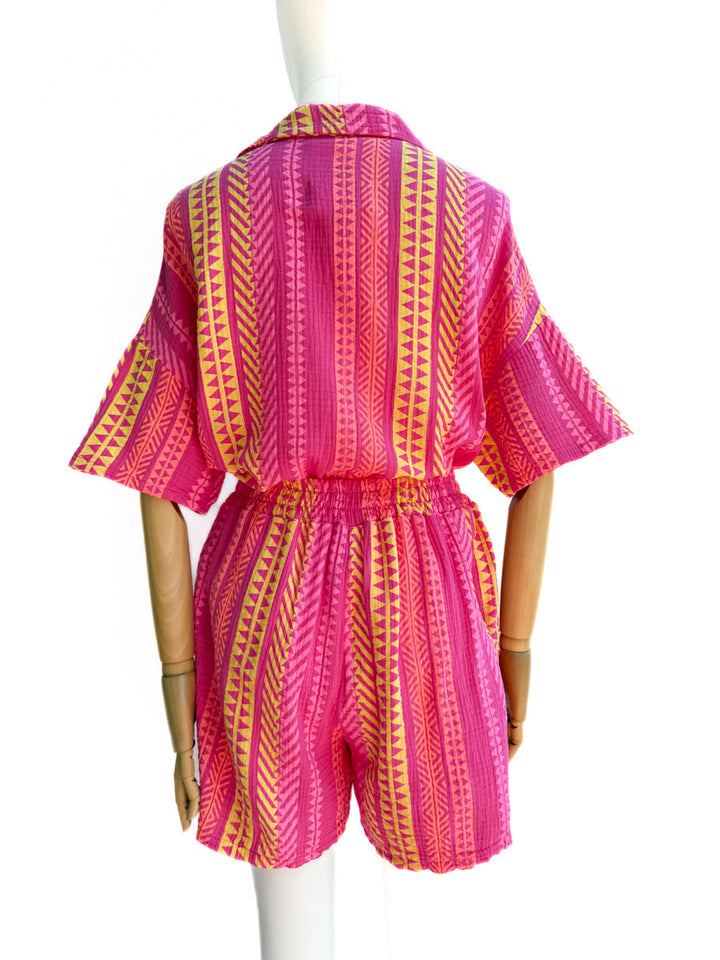 Conjunto Camisa + Short Estilo Étnico – Comodidad y Color para tu Verano