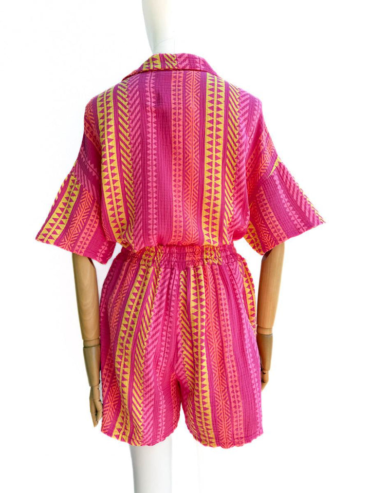 Conjunto Camisa + Short Estilo Étnico – Comodidad y Color para tu Verano