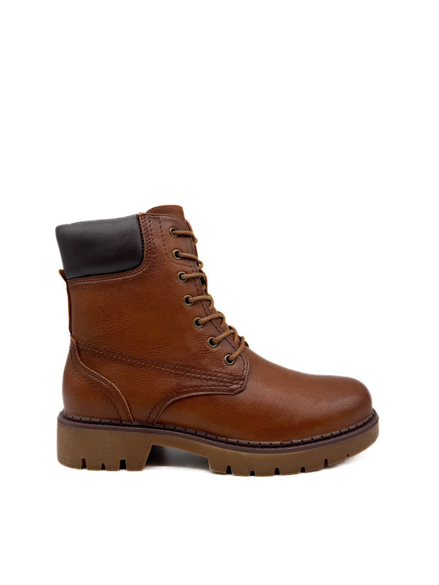 Bota Militare con Cremallera Lateral y Suela de Alto Agarre Cuero