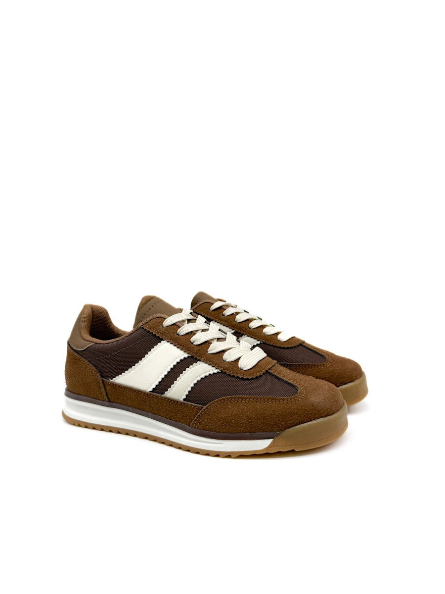 Zapatillas Deportivas Retro con Amortiguación Goma y Detalles en Antelina