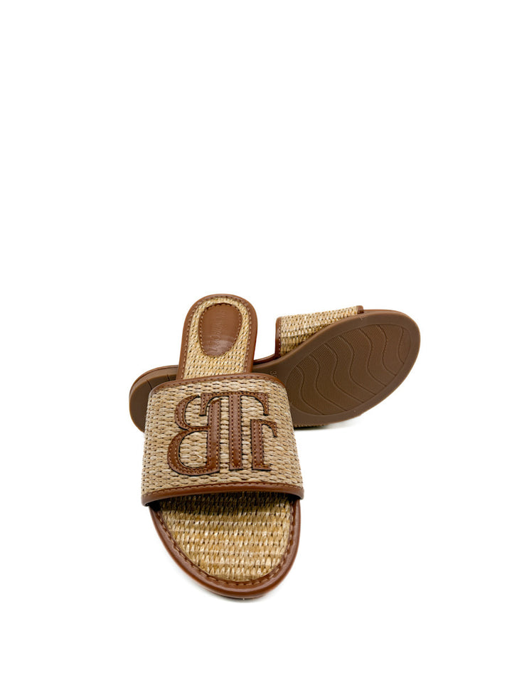 Sandalias Planas de Rafia con Monograma