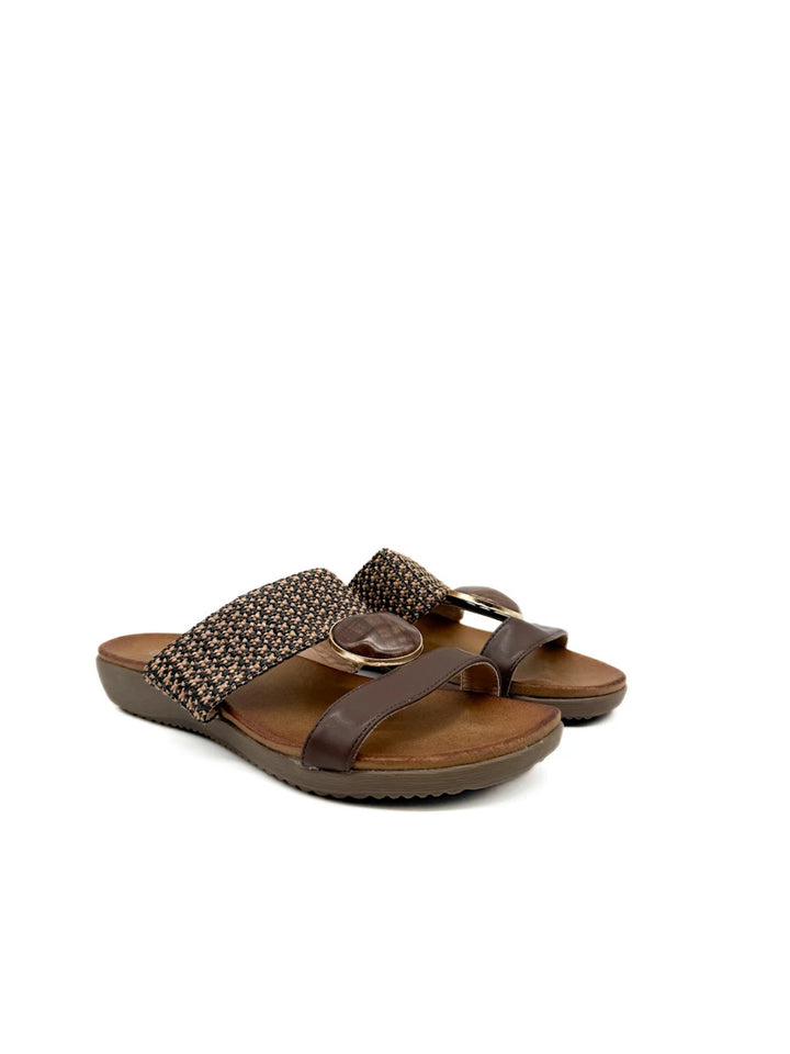 Sandalias Planas de Confort Estilo Casual con Tira de Efecto Rafia Trenzada