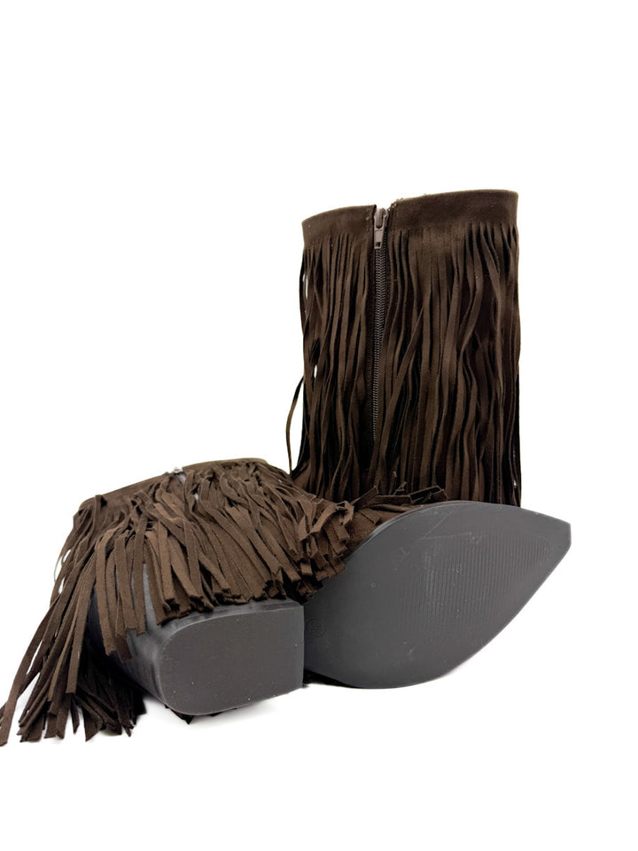 Botín Marrón de Estilo Cowboy con Flecos Corina M5813
