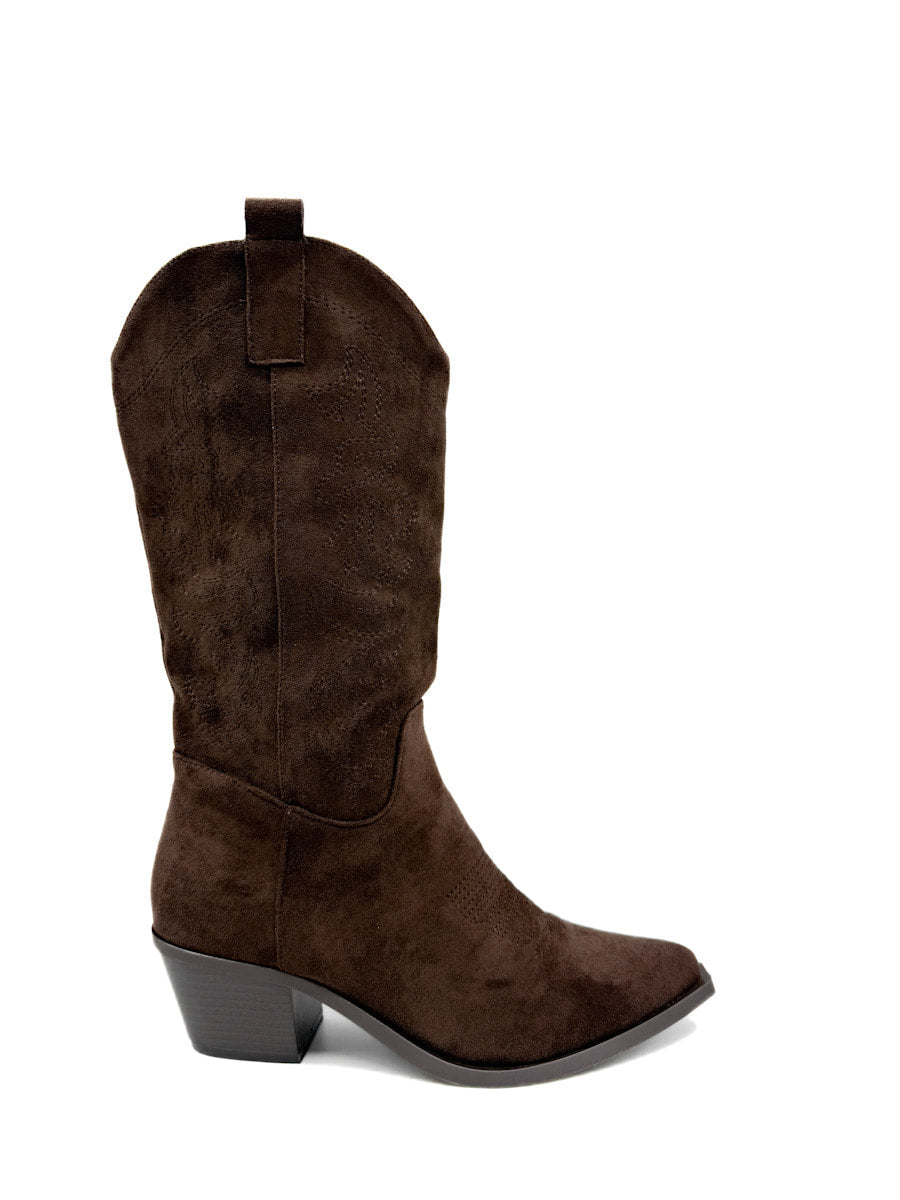 Botas Cowboy Clásica Diseño Bordados Marrón