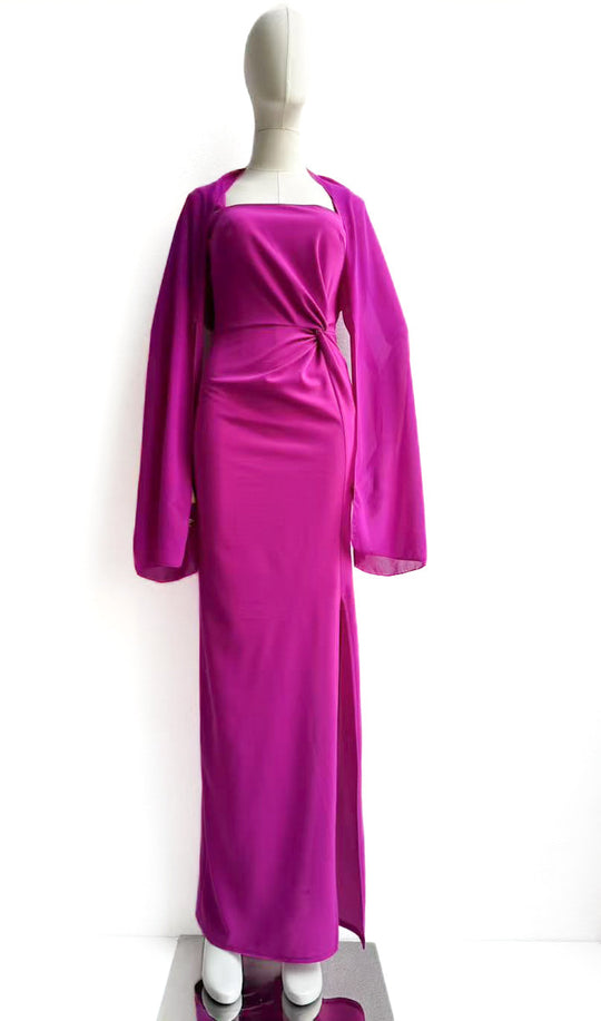 Vestido de Tirantes con capa de Gasa-Elegancia y Movimiento