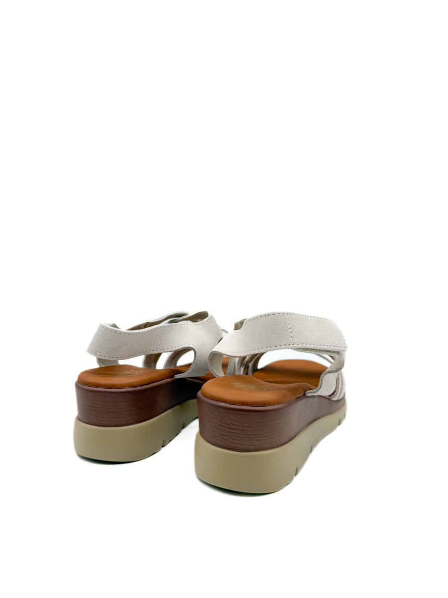 Sandalias Cuña de Piel Cierre Con Velcro