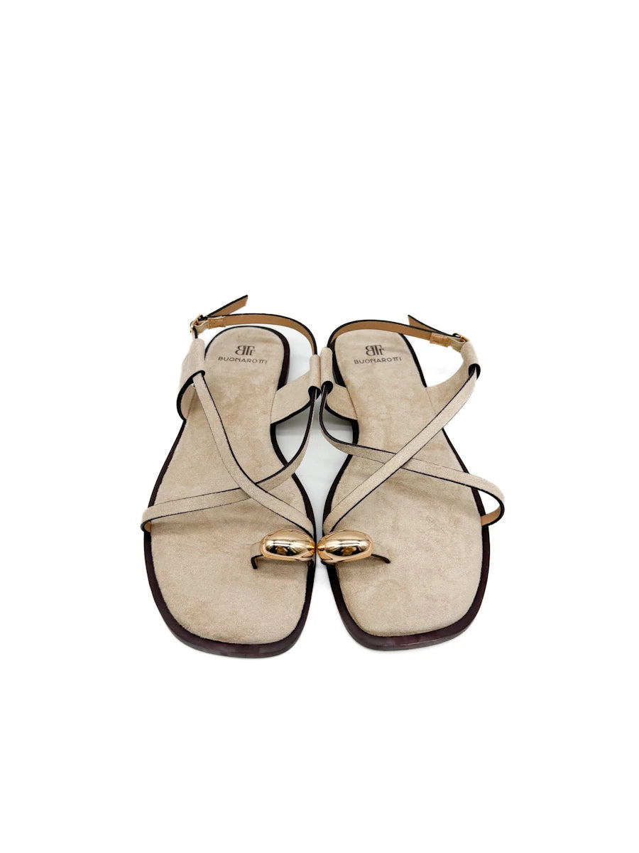 Sandalias Planas de Dedo para Mujer con Tiras Cruzadas y Detalle Dorado