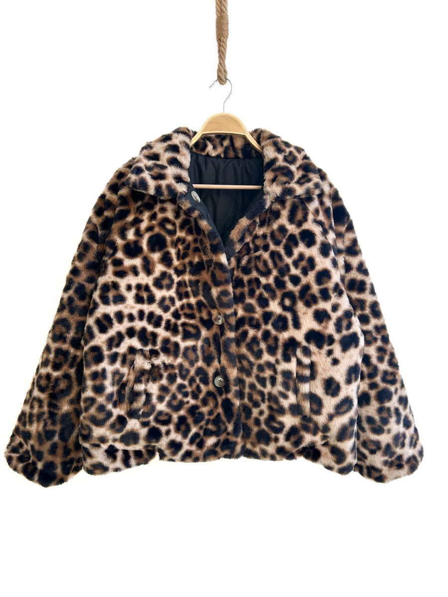 Chaqueta Reversible Acolchada con Estampado Animal